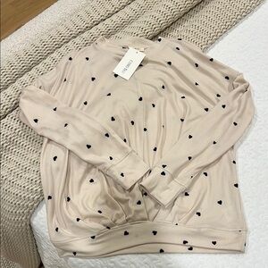 Cream Heart Print Women's Top